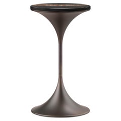 Table haute Dapertutto, plateau Sahara Noir, laiton bruni , Made in Italy