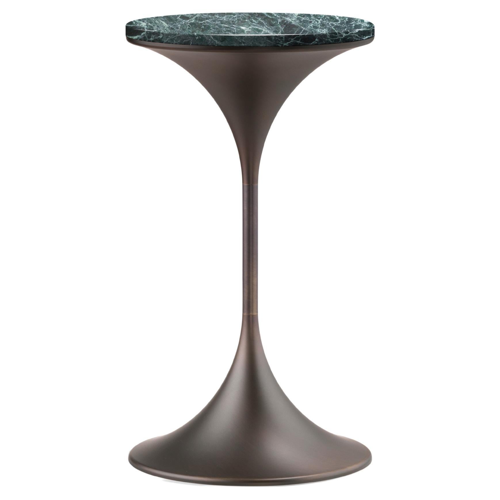 Dapertutto Tall Table, Verde Alpi Top, Burnished Brass , Made in Italy For Sale