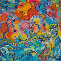 "Mujer pulpo". Abstracto, figurativo, Arte callejero, color brillante