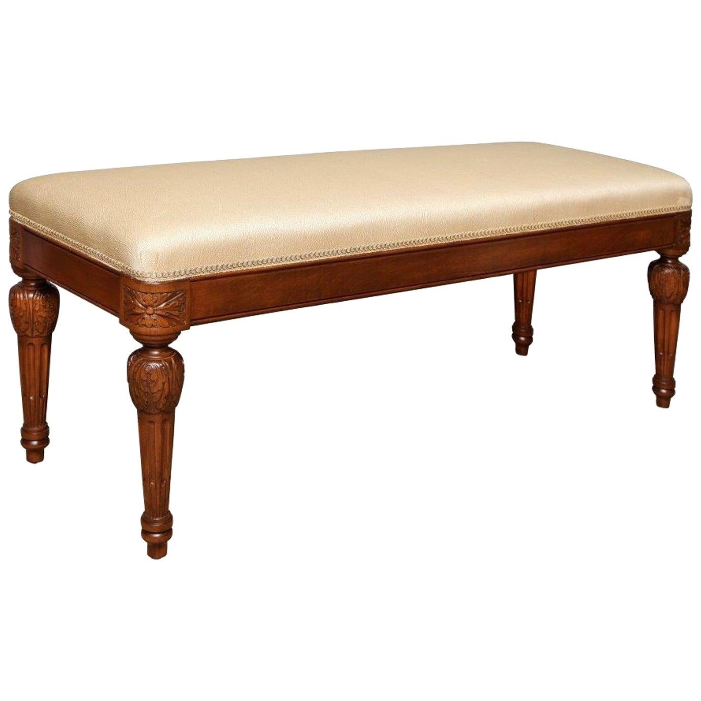 Daphne Bench by David Duncan, Louis XVI Style Bench with Maple Wood  For Sale