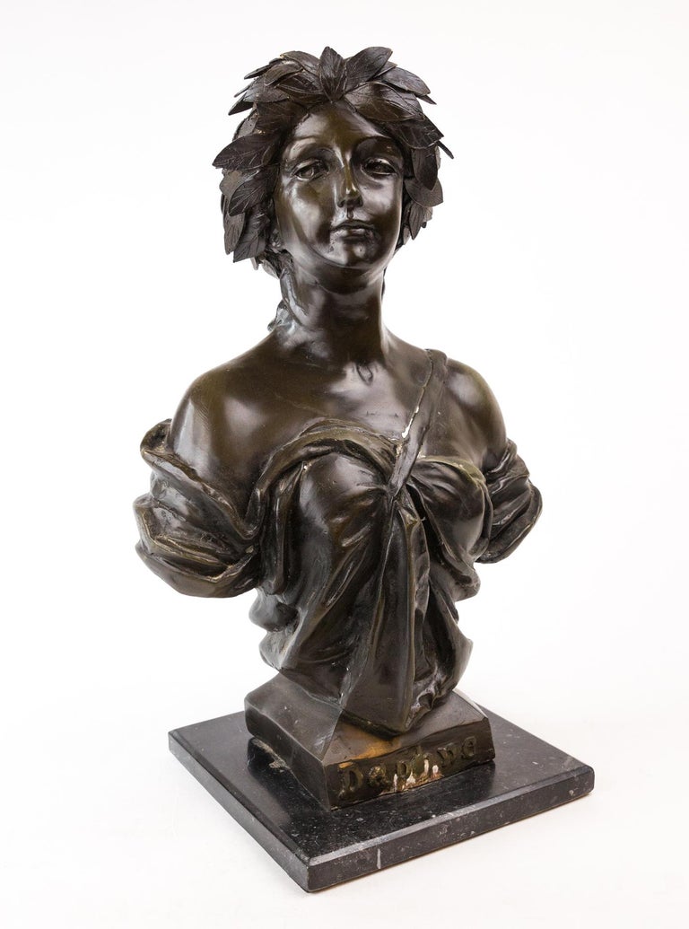 Daphne Classical Bust Sculpture Metal and Plaster First Half of the