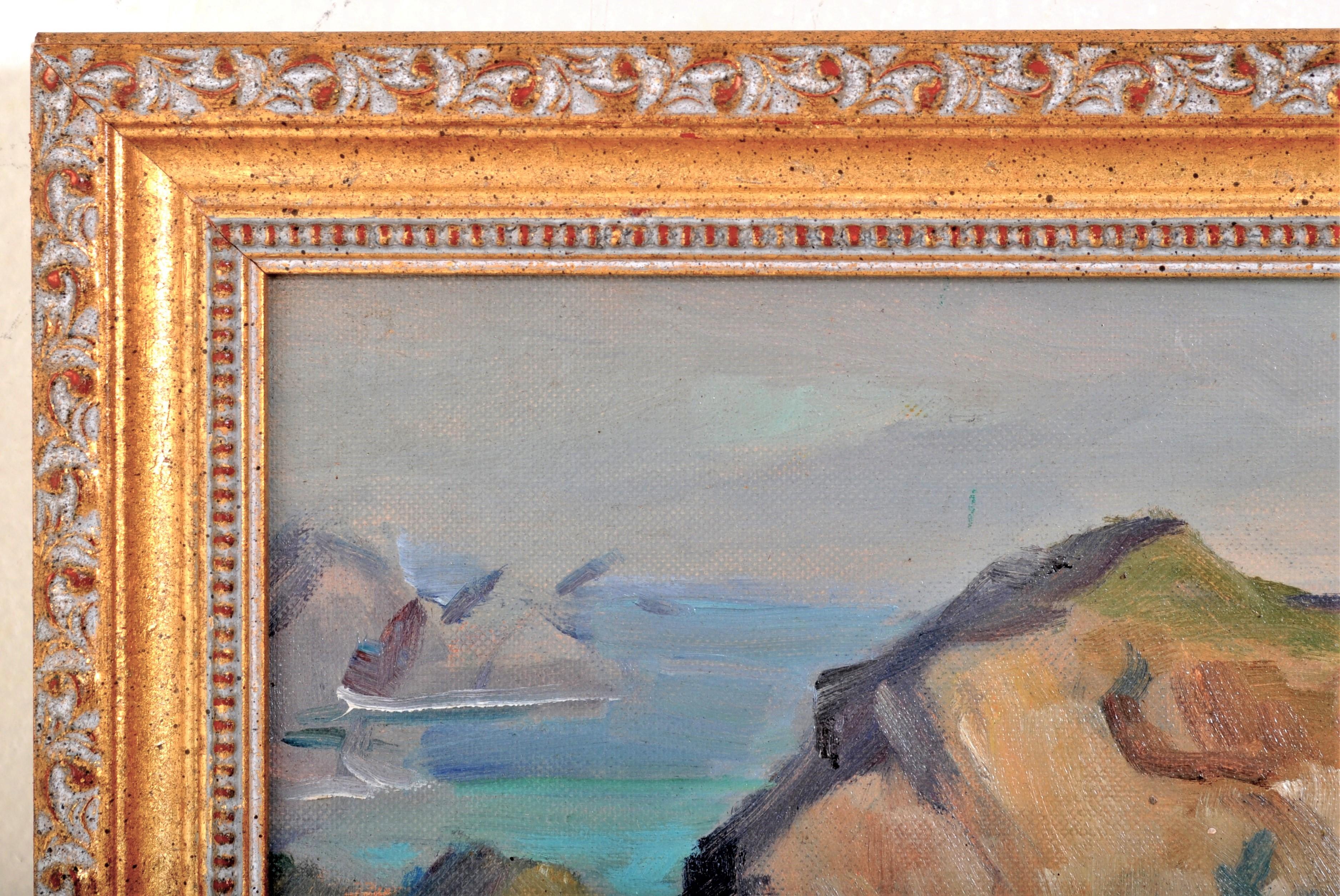 California Impressionist Oil on Canvas Painting Seascape Rocks at Malibu 1930's 2