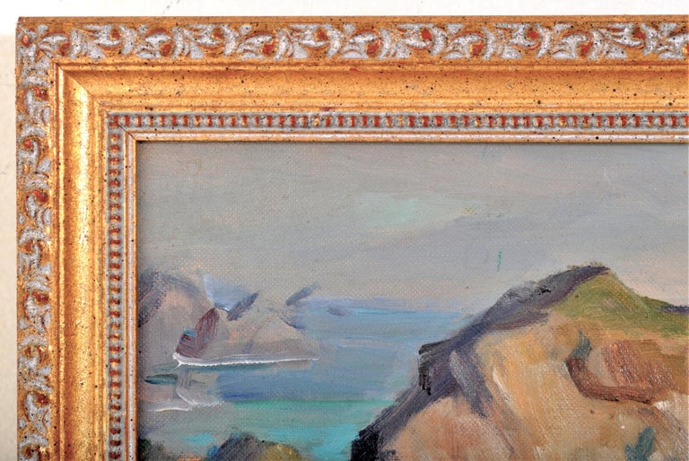 California Impressionist Oil on Canvas Painting Seascape Rocks at Malibu 1930's For Sale 5