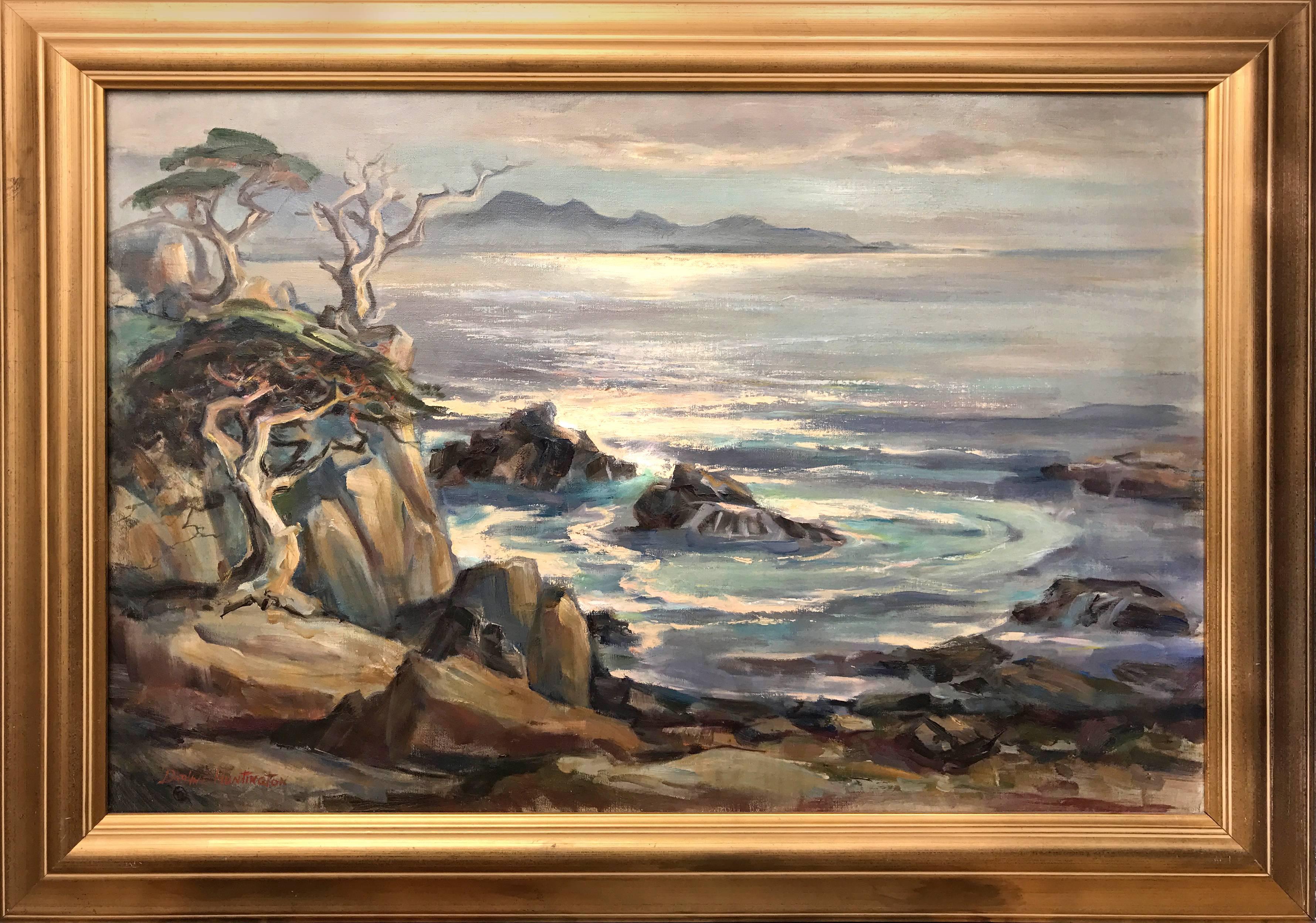 Waves Against the Rocks; Daphne Huntington (American 1910 - 2012); oil on canvas For Sale 1