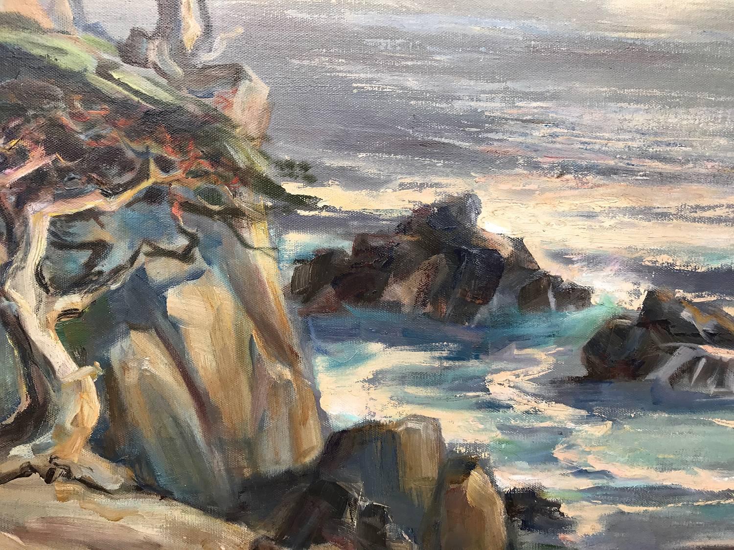 Waves Against the Rocks; Daphne Huntington (American 1910 - 2012); oil on canvas For Sale 2