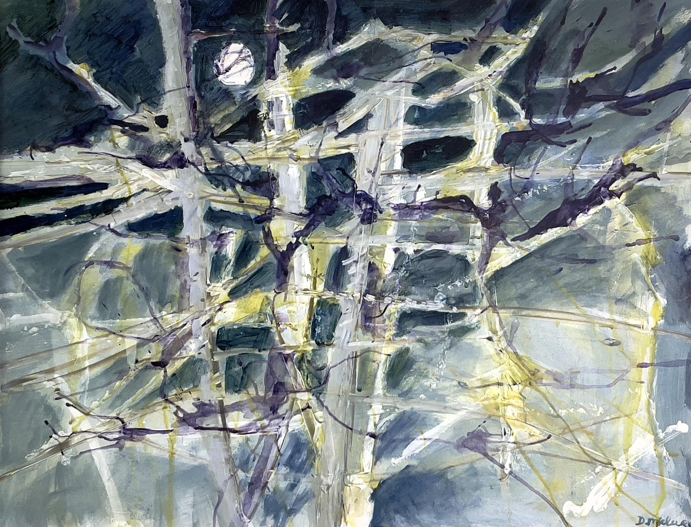Daphne McClure Abstract Painting – Full Moon: Zeitgenössisches abstraktes Gemälde