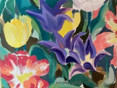 "Tulipanes" Daphne Mumford, Díptico floral brillante y colorido