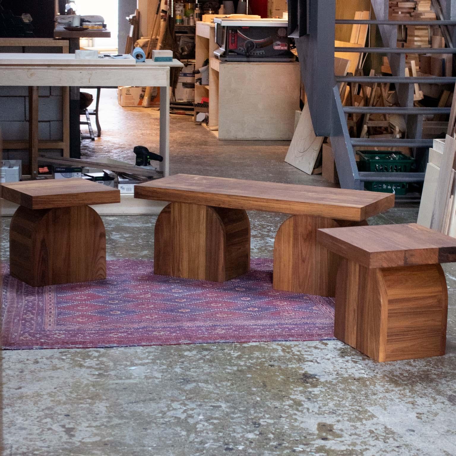 Canadian Daphne Solid Teak Side Stool For Sale