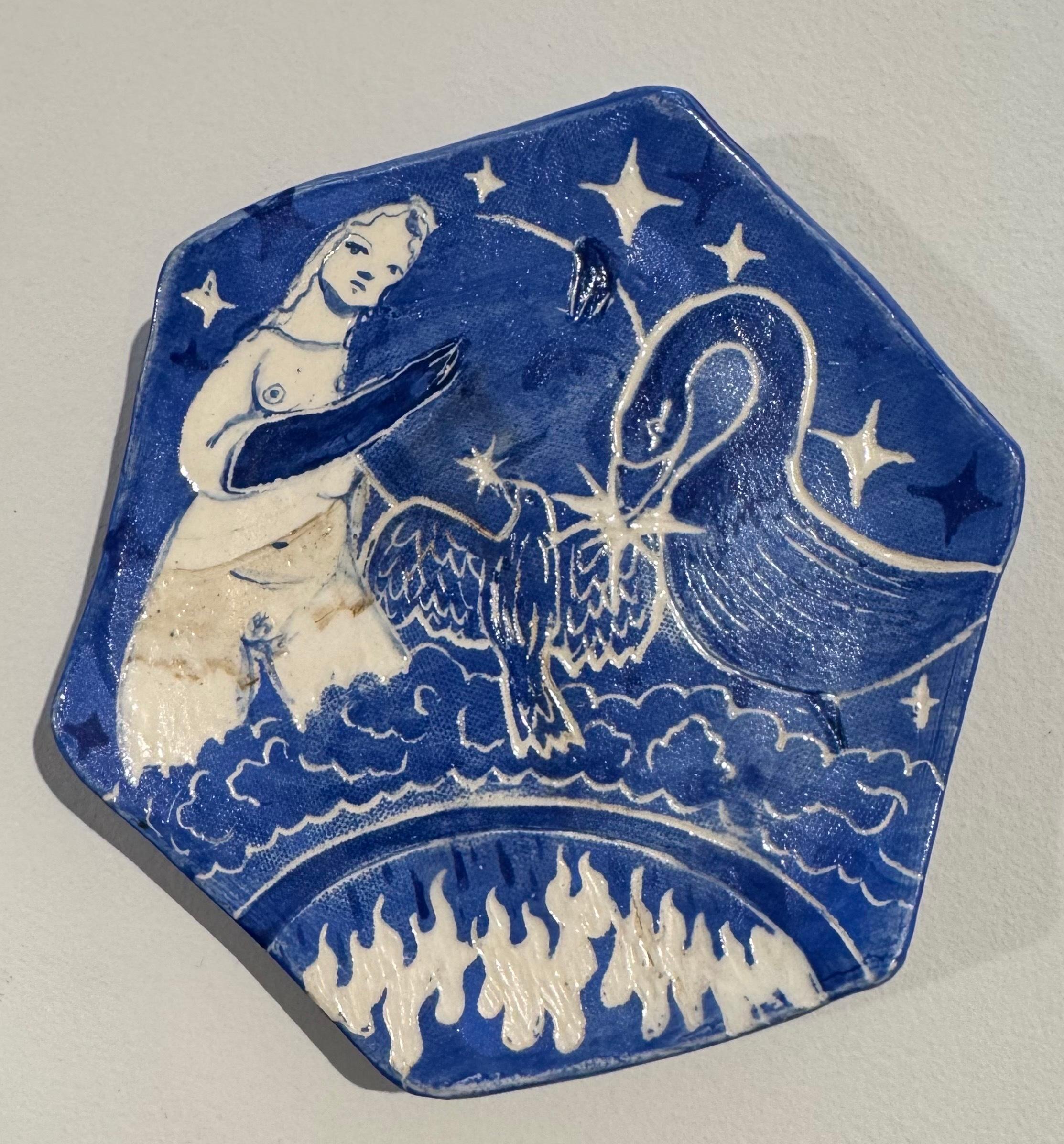 Blue Plate 13 - Sculpture by Daphne Sweet 