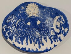 Assiette bleue 14