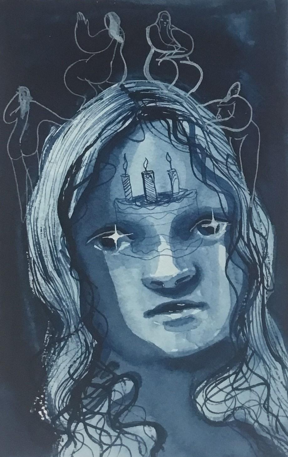 Figurative Painting Daphne Sweet - Série Blue Rider n°28