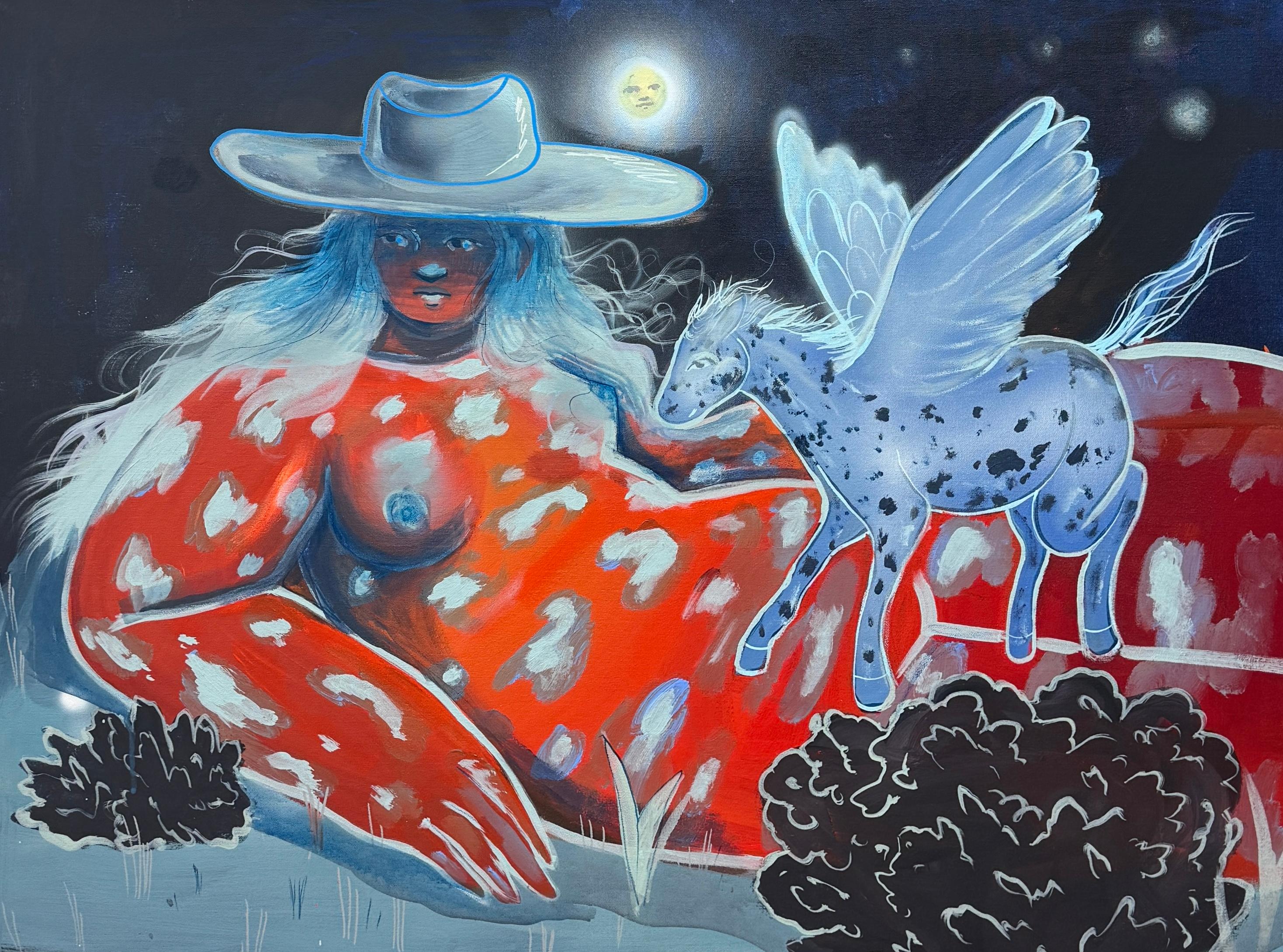 Daphne Sweet Figurative Painting – Konversationen in einem Traum