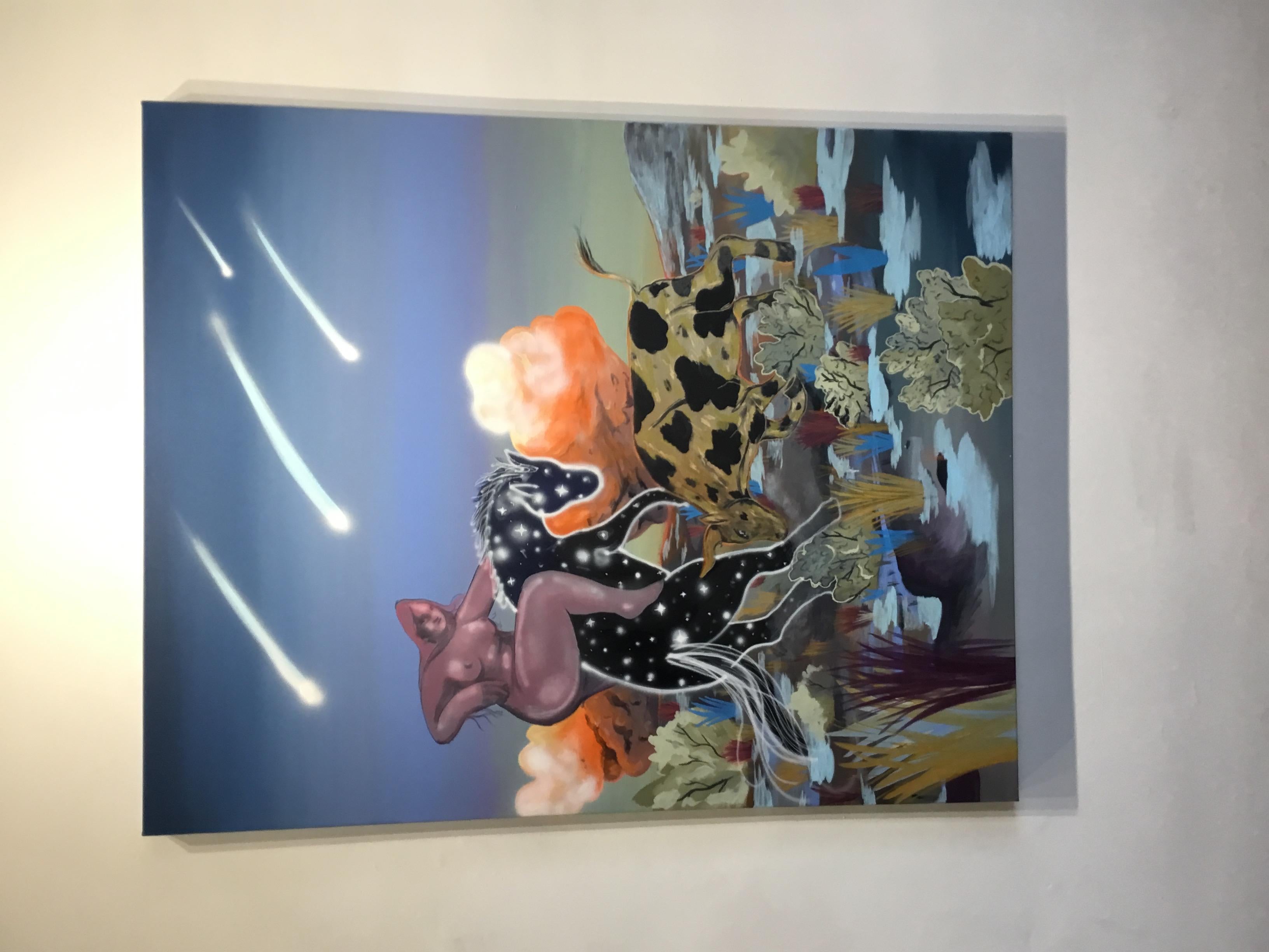 Daphne Sweet, Künstlerin, lebt und arbeitet in Missoula, Mt. Sie verwendet Acryl, Öl, Ton und Stoff. 

Die Gemälde und Fundstücke in meiner Arbeit bewegen sich zwischen klassischen Referenzen und persönlichen Allegorien und beleben historische