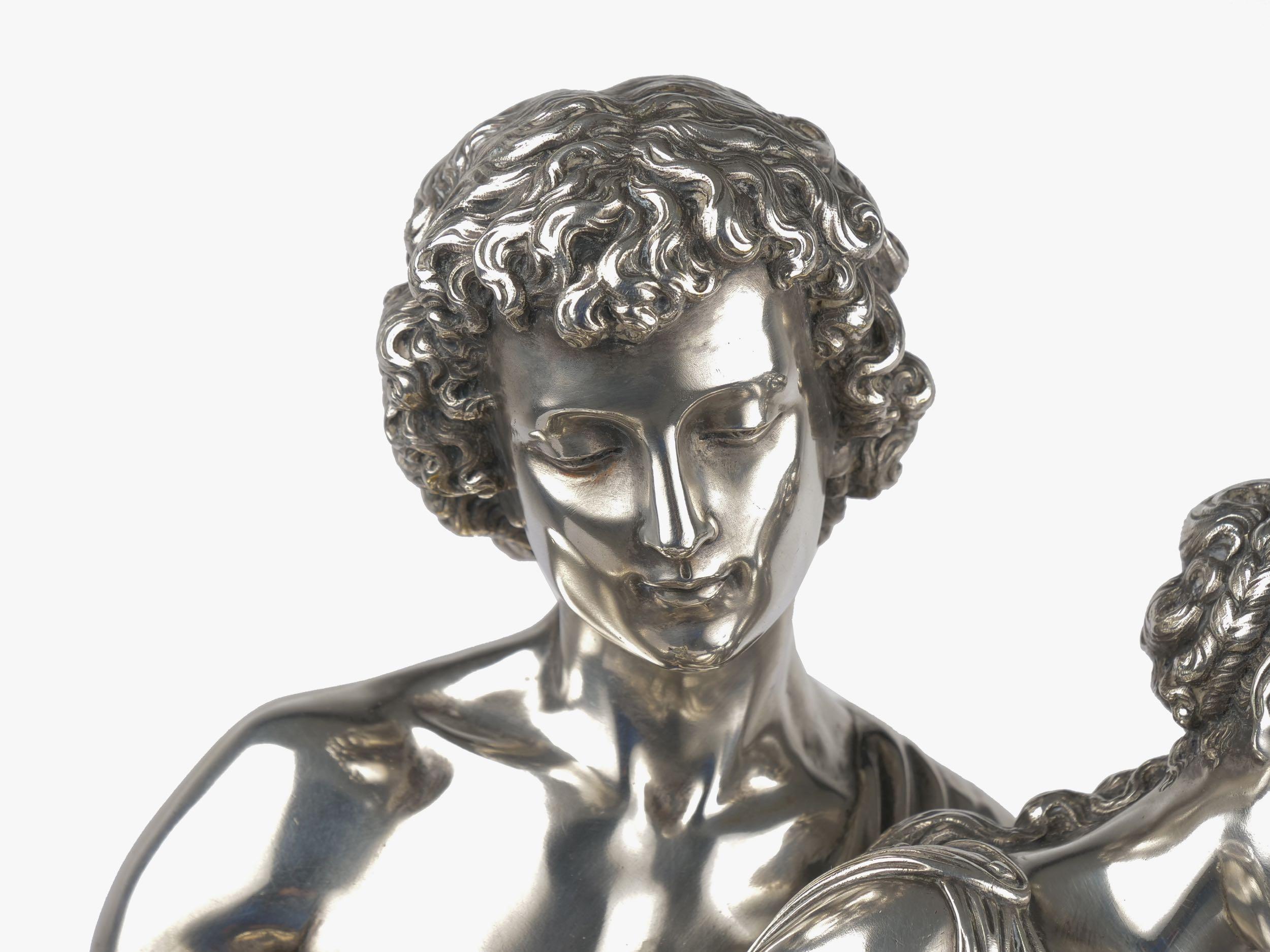 “Daphnis et Chloe” Silvered Bronze Sculpture by Mathurin Moreau, circa 1880 3