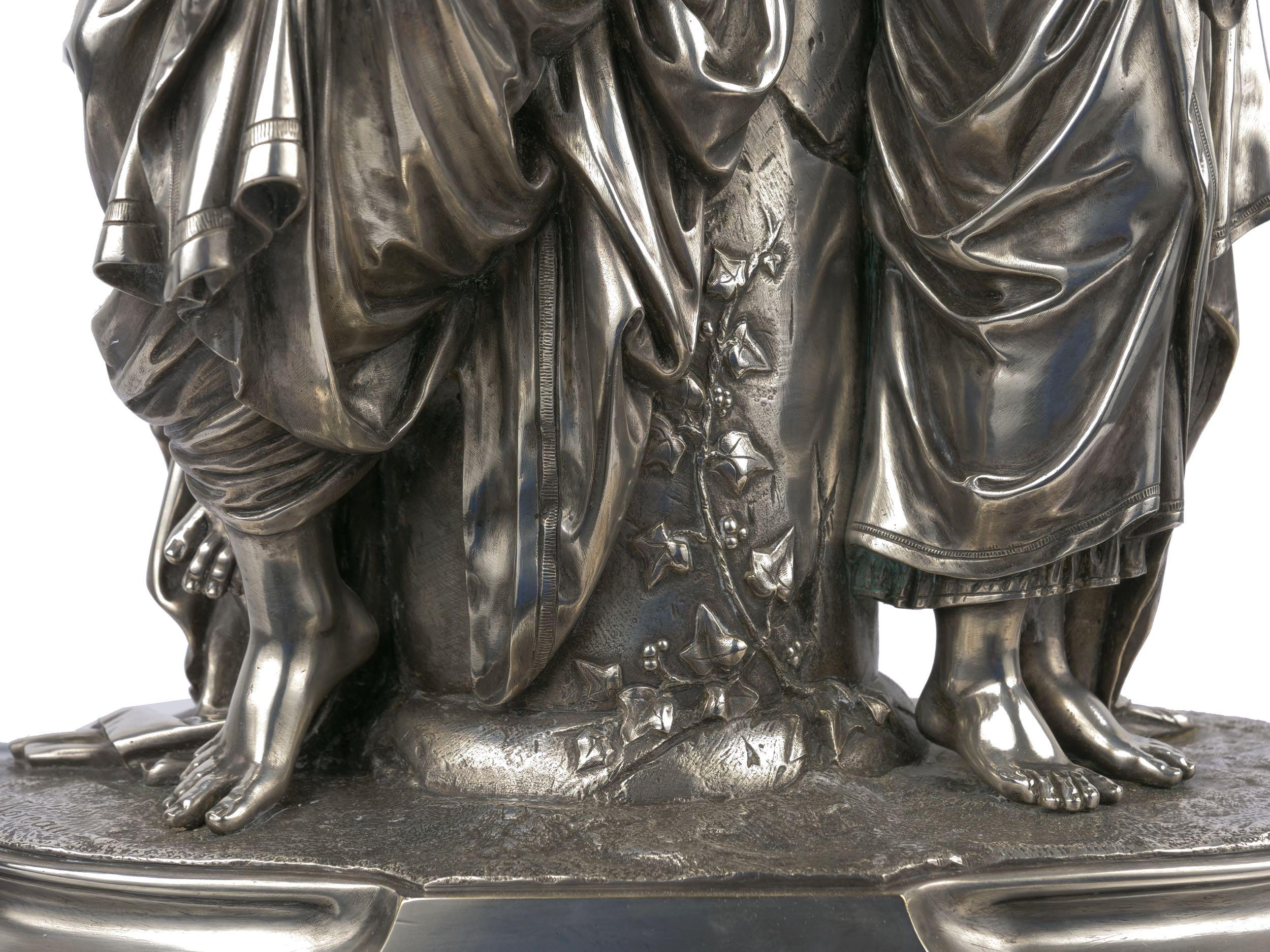 “Daphnis et Chloe” Silvered Bronze Sculpture by Mathurin Moreau, circa 1880 5