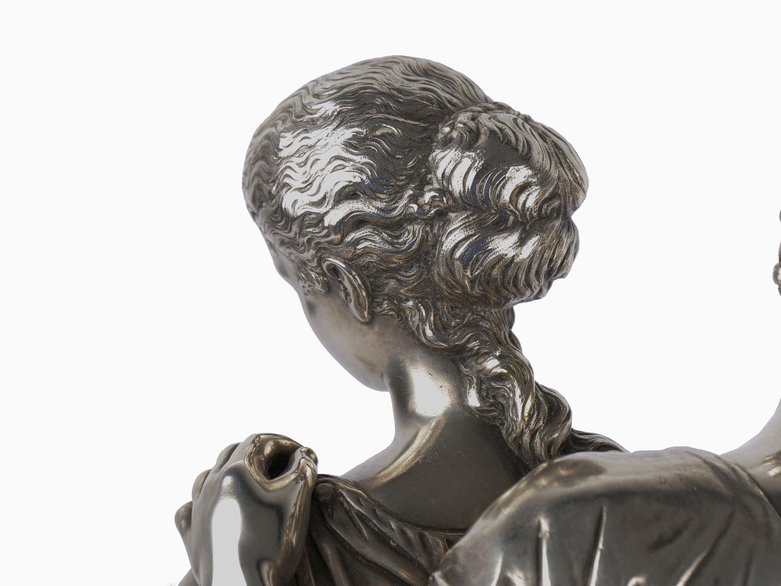 “Daphnis et Chloe” Silvered Bronze Sculpture by Mathurin Moreau, circa 1880 10