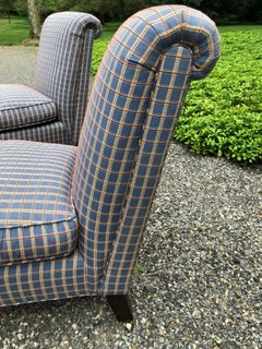 Dapper Pair of Plaid Lee Jofa Slipper Chairs
