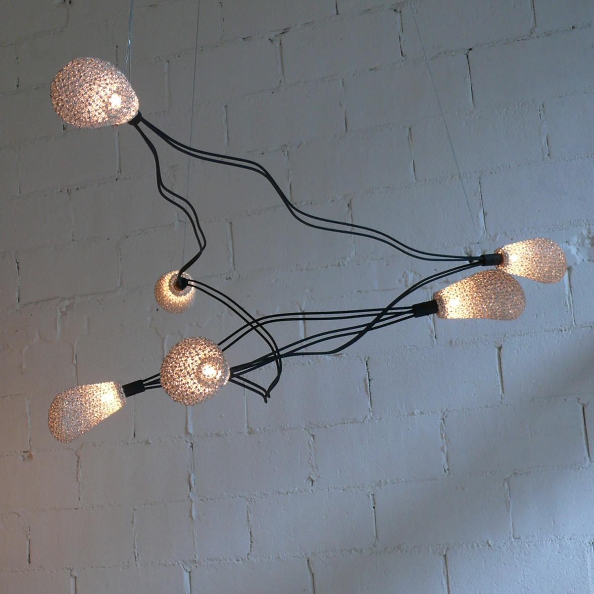 Thai Dapple Ceiling 8 by Ango. Sculptural, handcrafted pendant light. For Sale