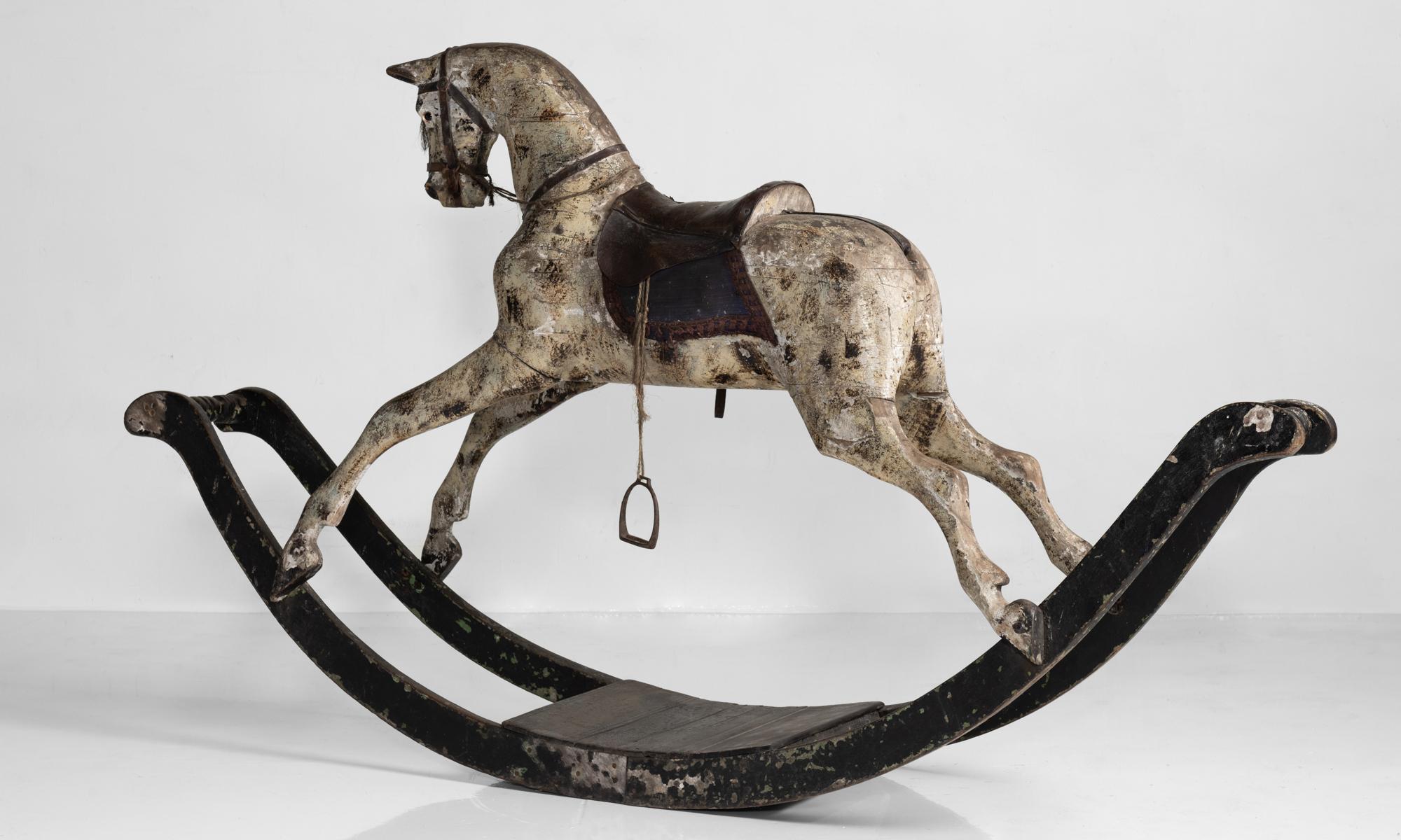 Dappled Grey Rocking Horse, England, circa 1820 In Good Condition In Culver City, CA
