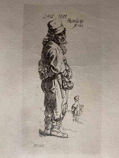 Ein rufender Bauer - Kupferstich nach Rembrandt - 19. Jahrhundert