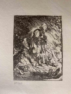 Gravure d'après Rembrandt - « Beggers » - XIXe siècle