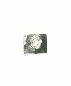 Antique Bust of an Old Woman - Engraving after Rembrandt - 19th Century