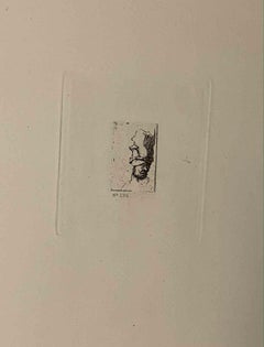 Kopf eines Mannes mit hoher Kapuze – Radierung nach Rembrandt – 19. Jahrhundert