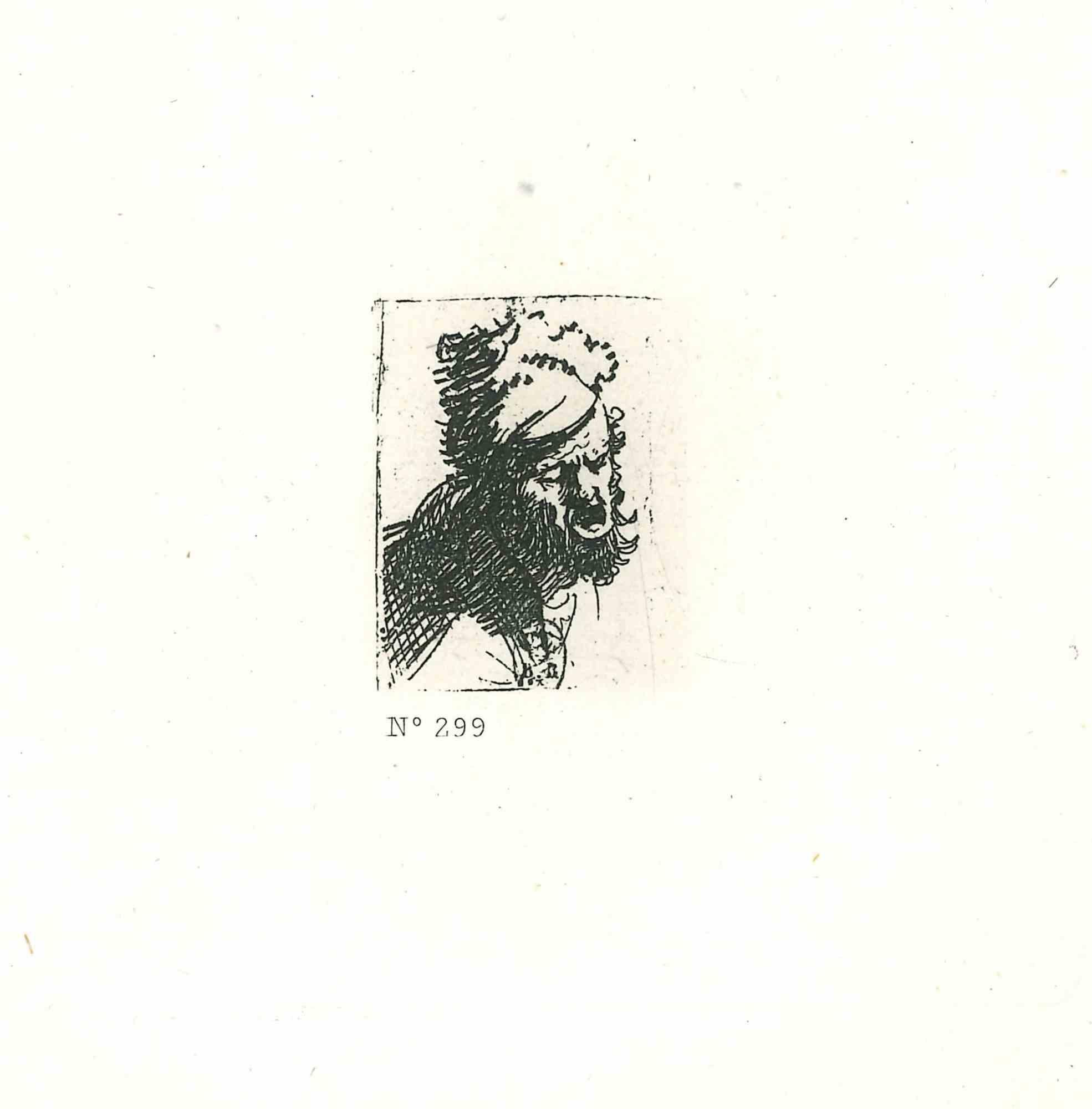 Charles Amand Durand Figurative Print – Mann schreit auf  - Gravur nach Rembrandt - 19. Jahrhundert