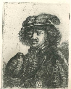 Man With a Hawk - Etching after Rembrandt - 19th Century