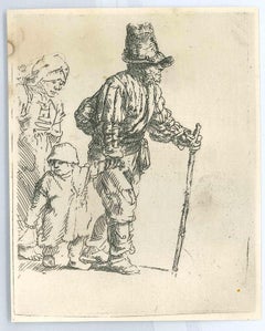 Peasant Family on the Tramp - Etching after Rembrandt - 19th Century