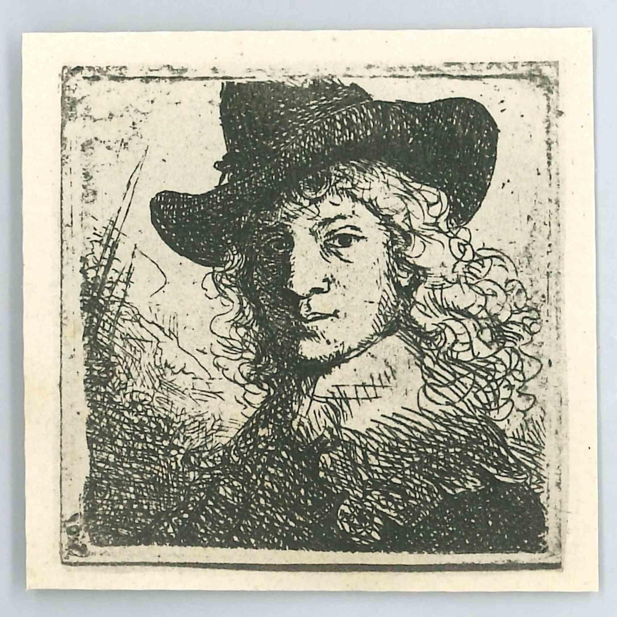 Figurative Print Charles Amand Durand - Portrait de Jan Six - eau-forte d'après Rembrandt - 19ème siècle