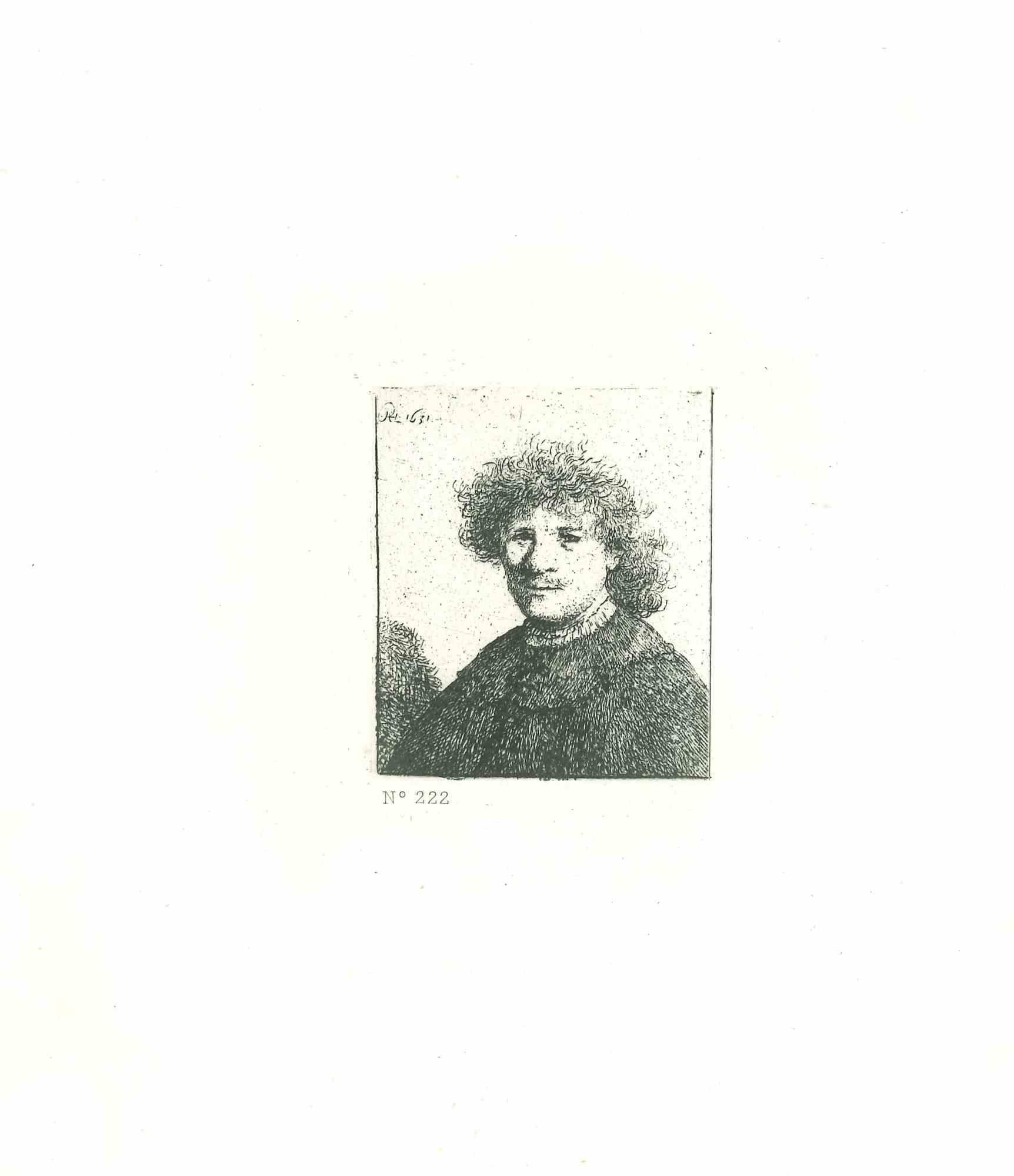 Charles Amand Durand Portrait Print - Self-portrait  - Engraving after Rembrandt - 19th Century