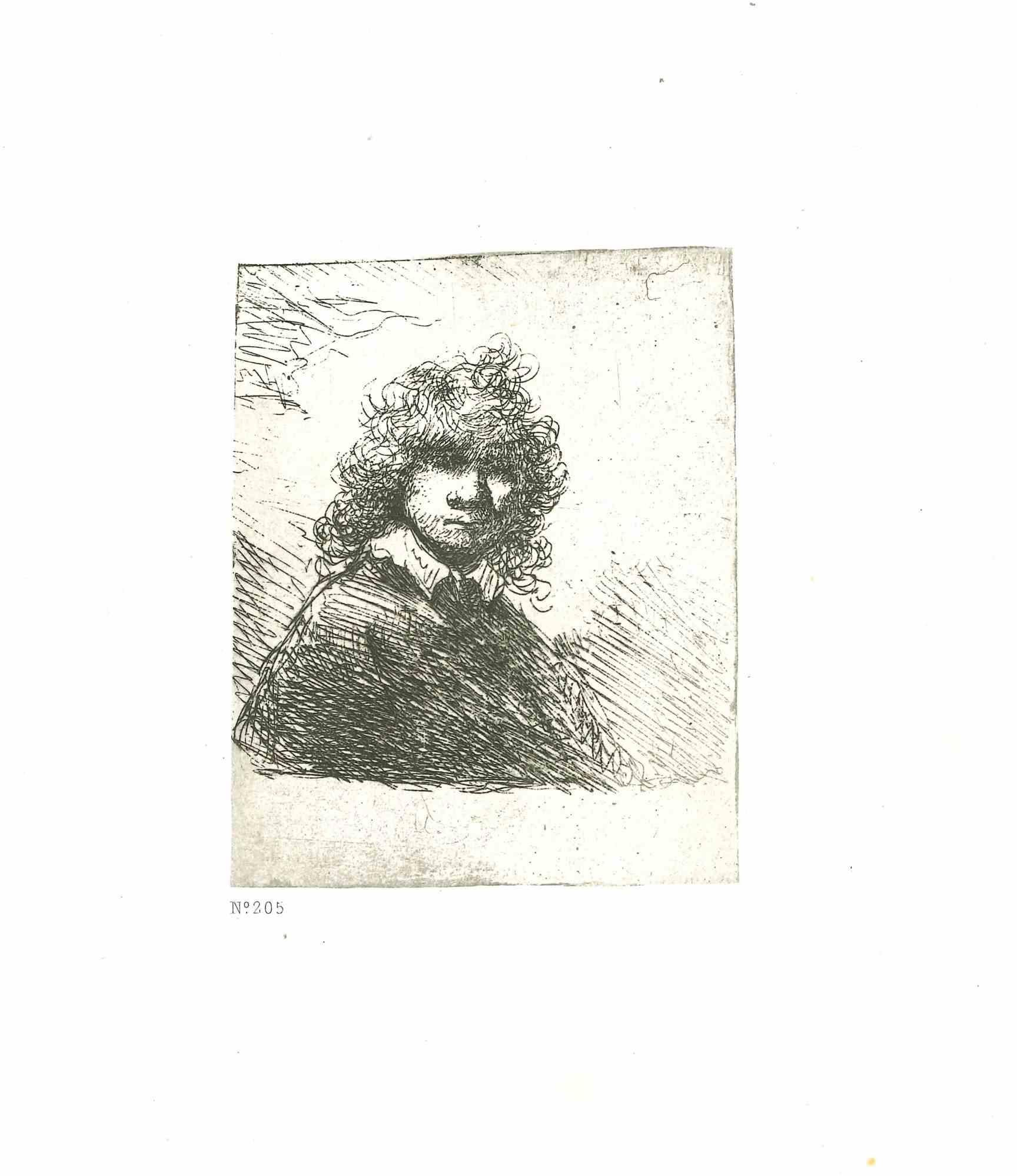 Charles Amand Durand Portrait Print - Self-Portrait - Engraving after Rembrandt - 19th Century