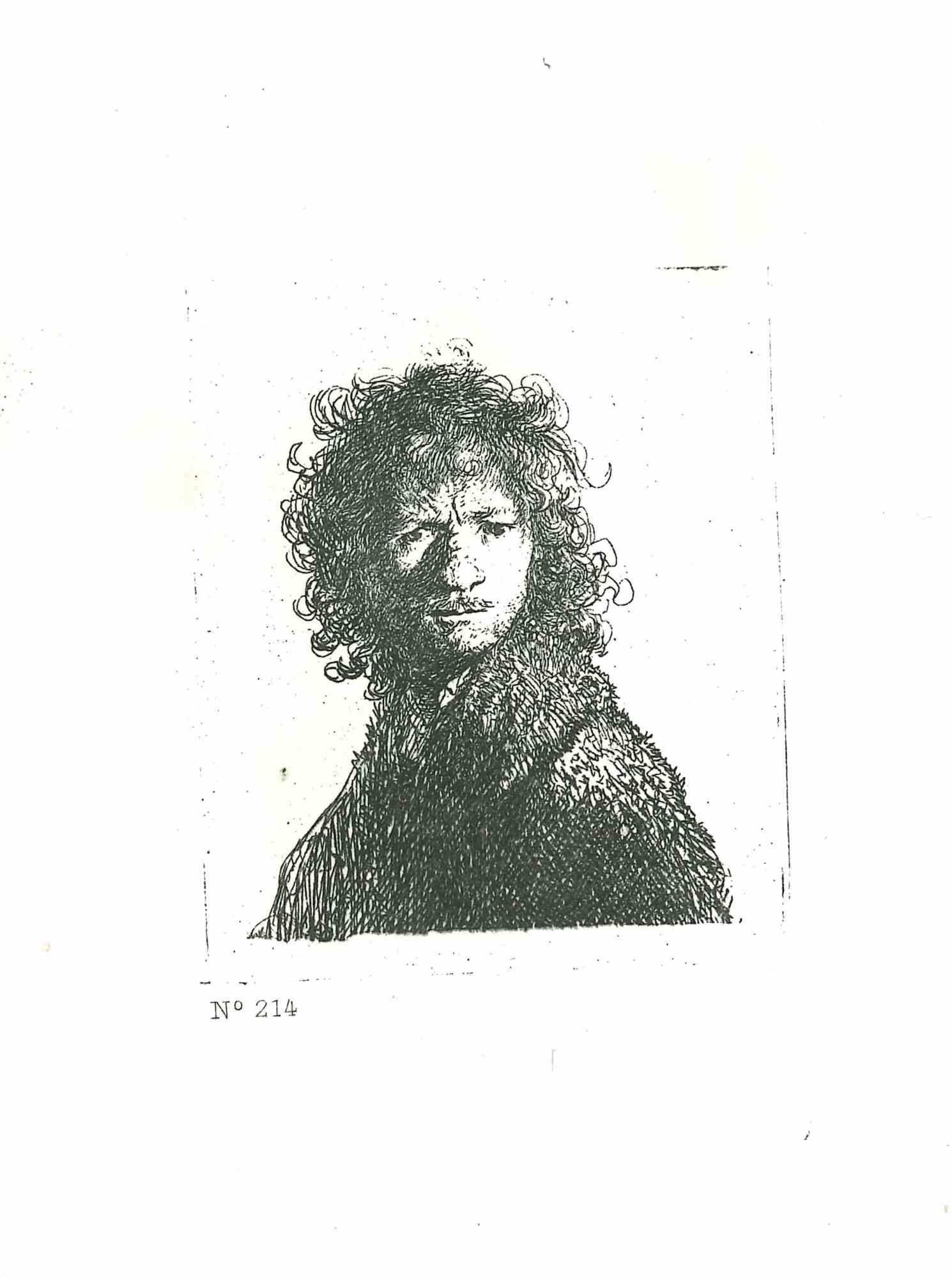 Figurative Print Charles Amand Durand - Self-Portrait, Frowning - eau-forte d'après Rembrandt - 19ème siècle