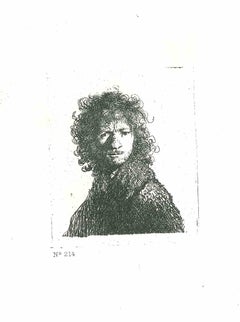 Self-Porträt, Frowning – Radierung nach Rembrandt – 19. Jahrhundert