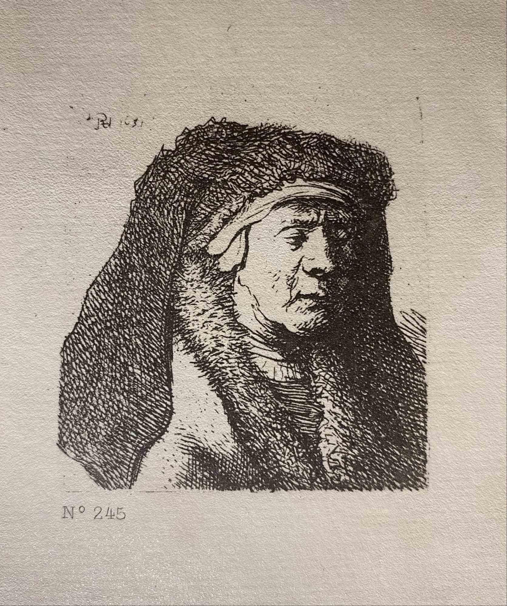Charles Amand Durand Portrait Print - The Artist's Mother - Engraving after Rembrandt - 19th Century
