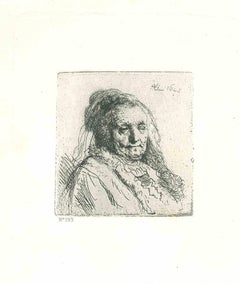 La mère de l'artiste - eau-forte d'après Rembrandt - XIXe siècle