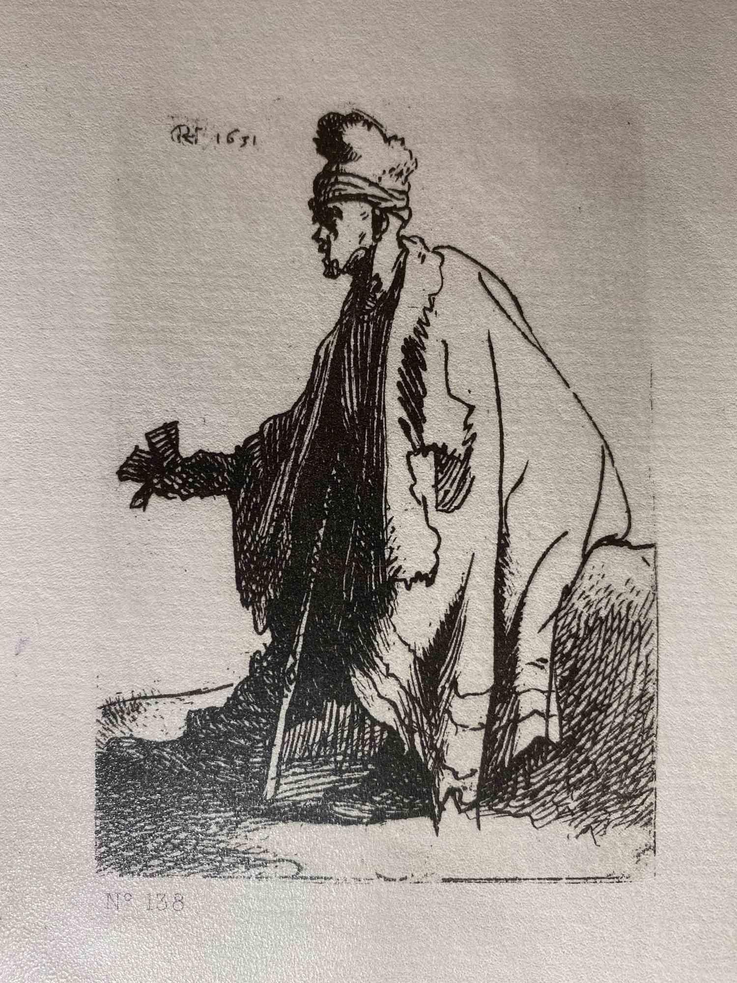Charles Amand Durand Figurative Print - The Leper  - Engraving after Rembrandt - 19th Century