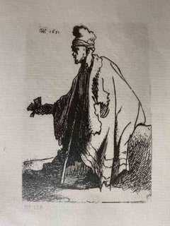 The Leper  - Engraving after Rembrandt - 19th Century
