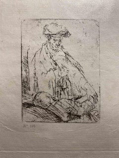 The Praying - Etching after Rembrandt - 19th Century