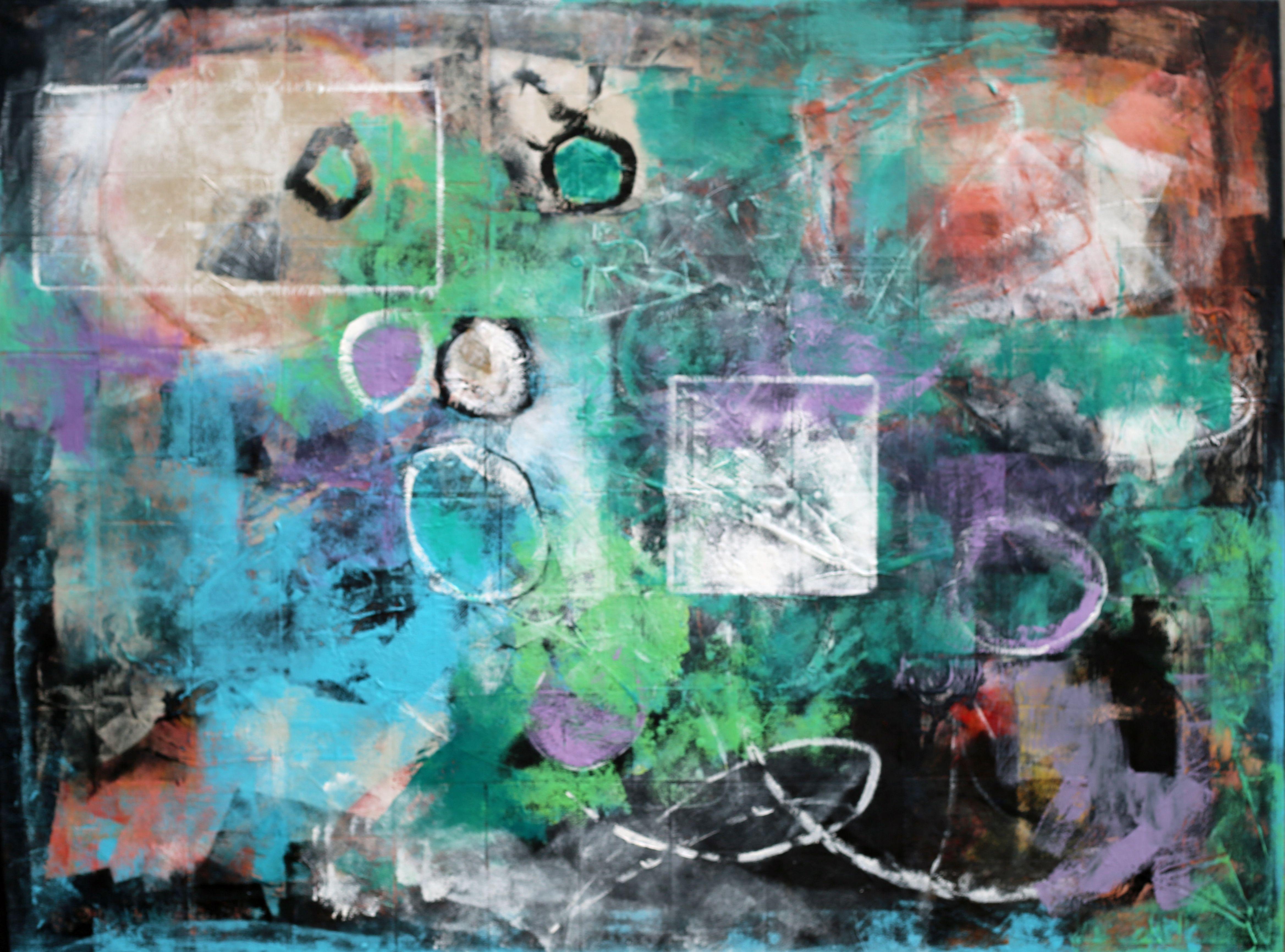 Abstract Painting di Dara Daniel - Caos e ordine, Pittura, Acrilico su tela