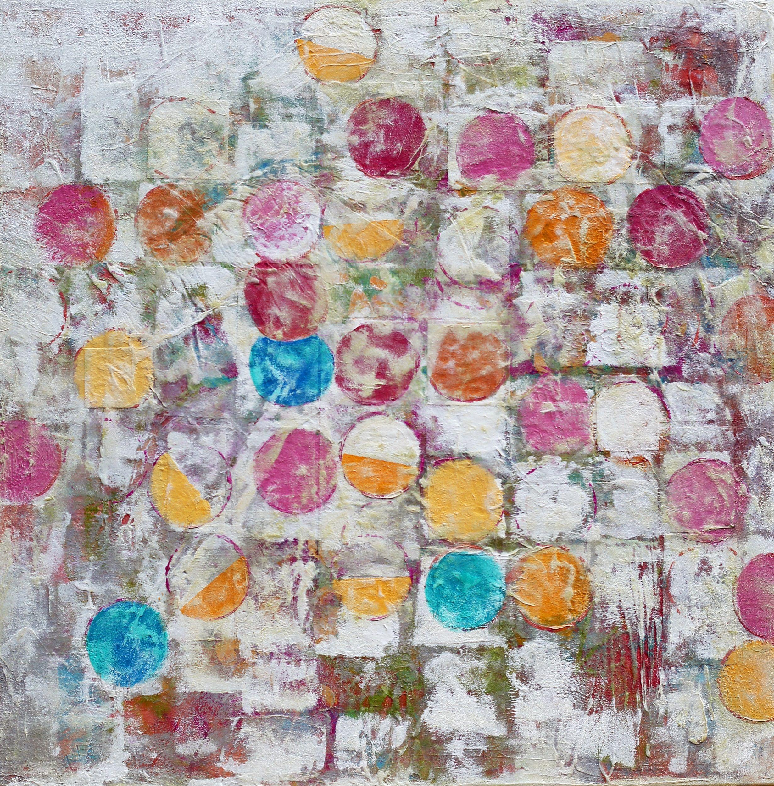 Abstract Painting de Dara Daniel - Círculos en movimiento, Pintura, Acrílico sobre lienzo