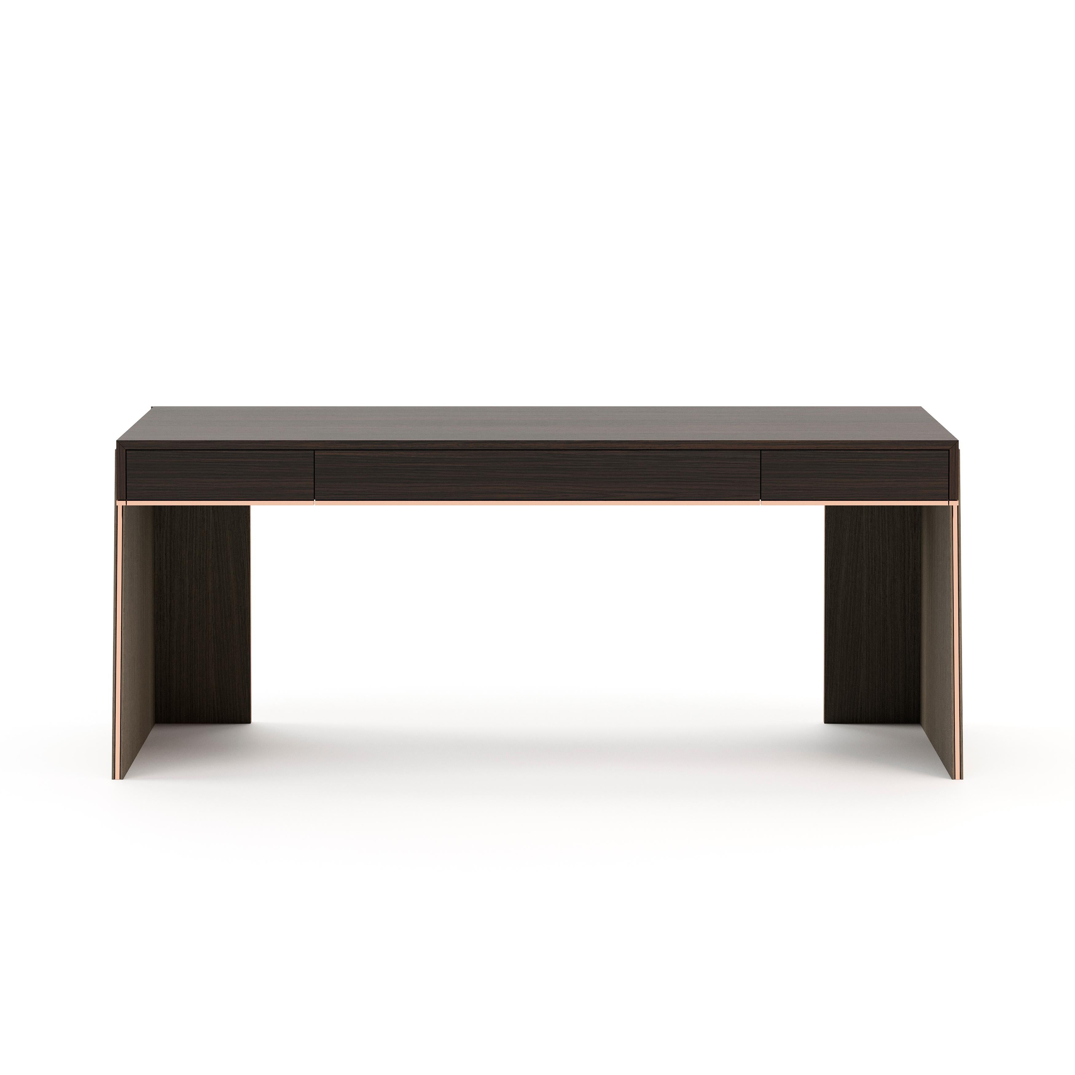 Dara desk holds sleek lines and a clean silhouette to focus on work. A wooden writing desk is perfect for any office or workspace. Dara Desk gives a minimalist feel to any room with the luxurious touch of noble materials.

* Available in different