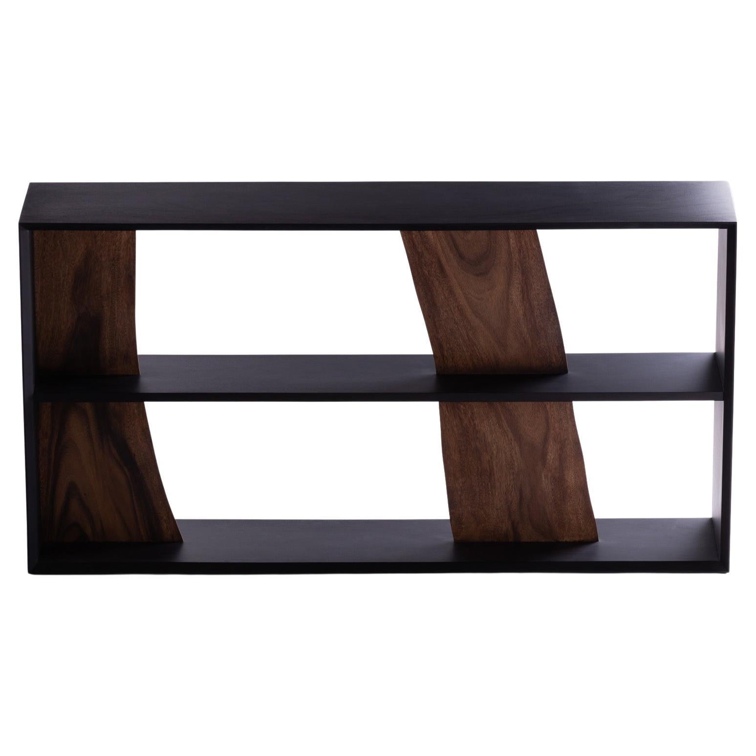 Darakorn Horizontal Shelf, Two Tone Wood (Natural slab + Charcoal Back Body)