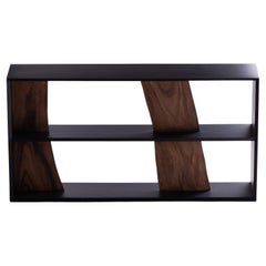 Darakorn Horizontal Shelf, Monkey Pod Wood (Natural slab + Charcoal Black Body)