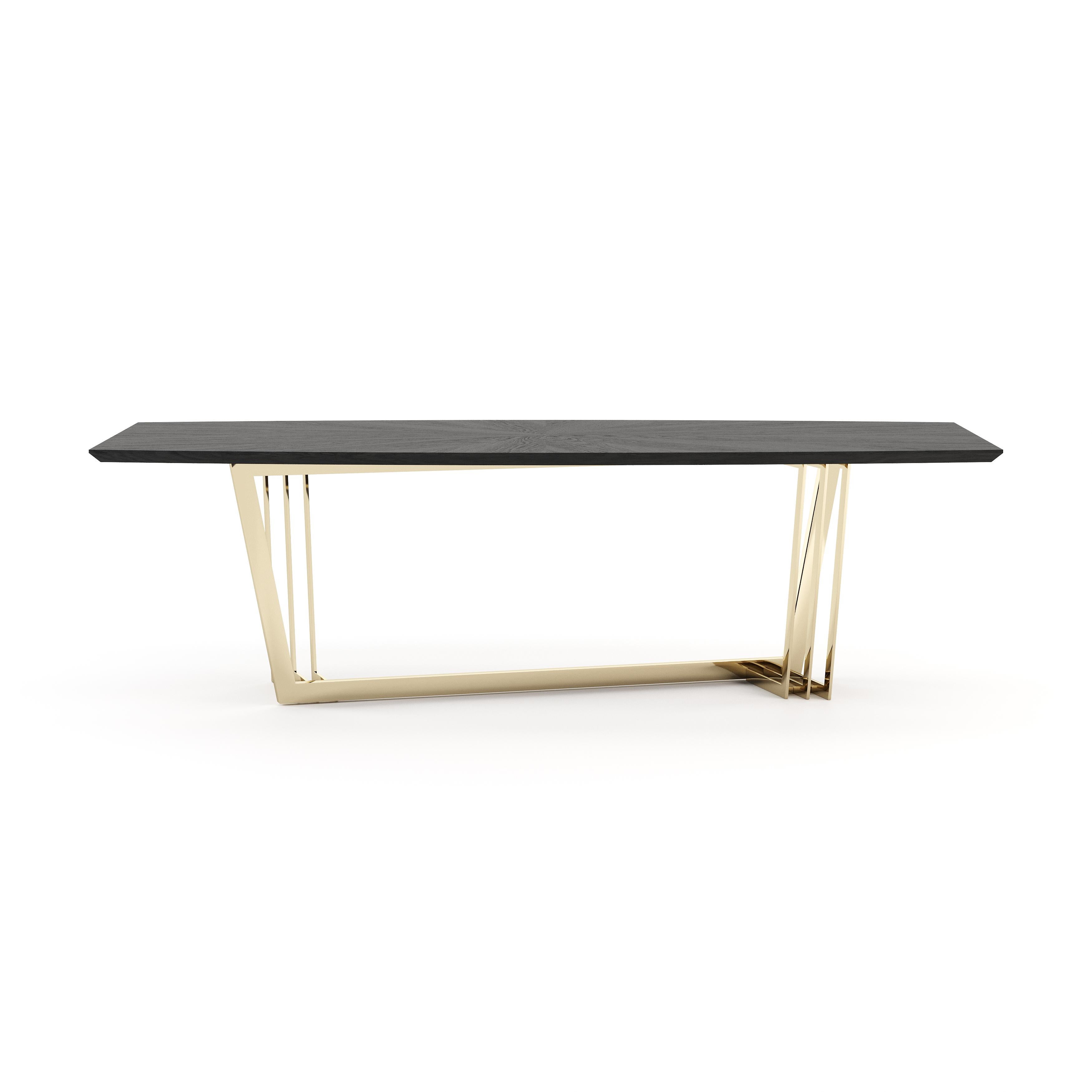 D’Arc dining table is a statement piece for its contemporary aesthetic and seductive lines. A beautiful blend of materials and details for bold dining rooms. The “X” cross-shaped structure creates a distinctive table. D’Arc will be love at first