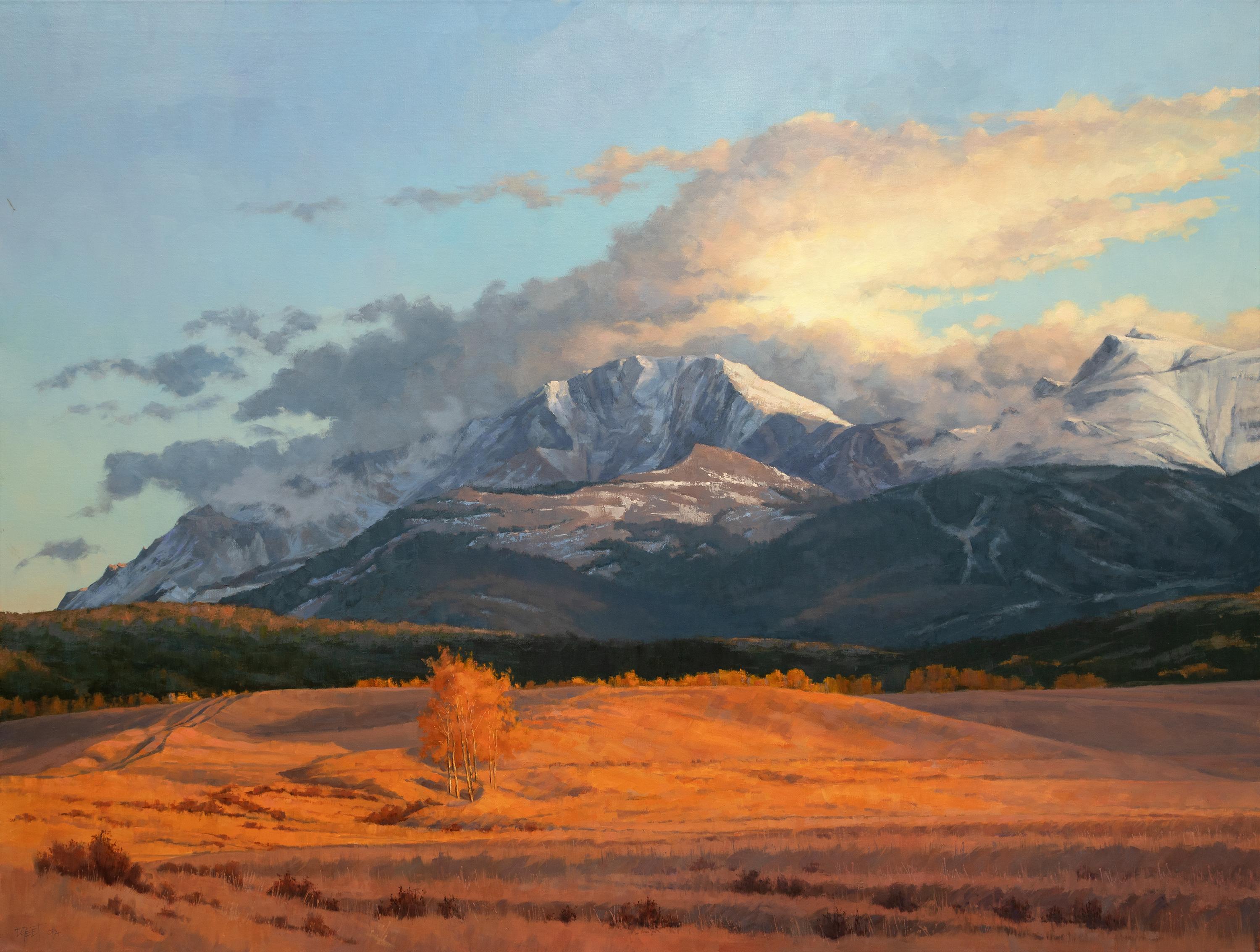 Half Hour 'Till Sundown - Pikes Peak North - Realist Painting by Darcie Peet