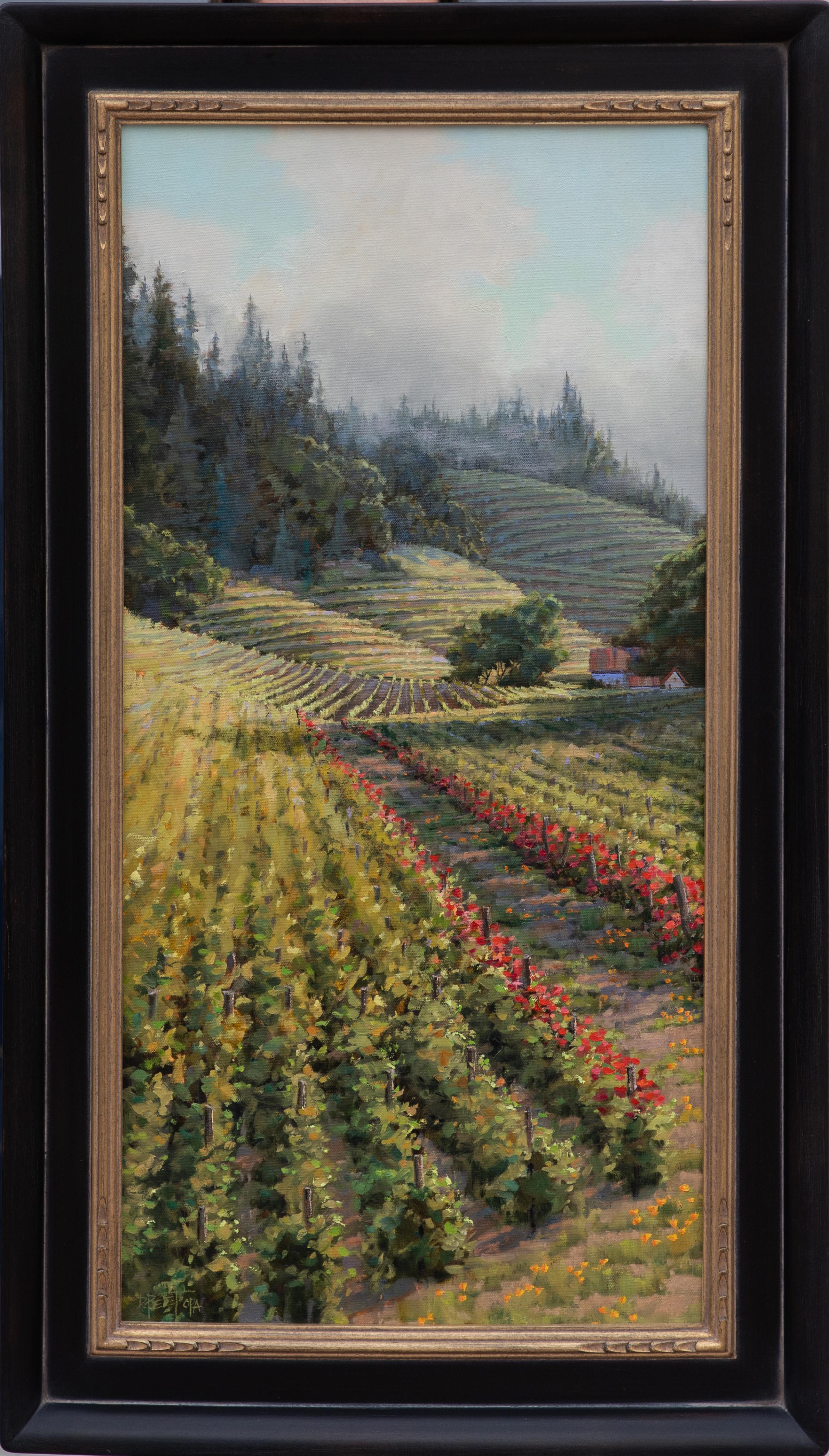 Meeresnebel und Rosen – Painting von Darcie Peet