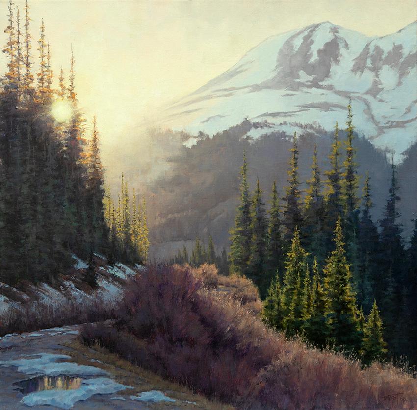 Whisper of Spring Yet to Come - Realist Painting by Darcie Peet