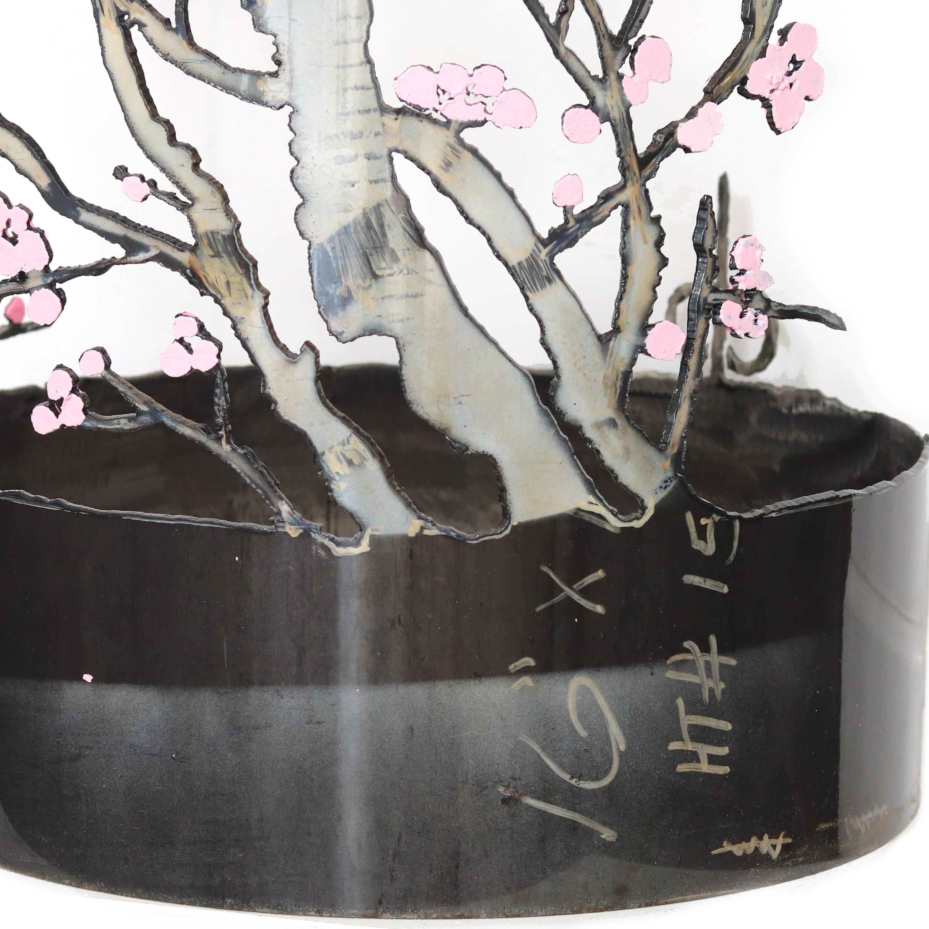 Antike Kirschblütenblüten - Große geblümte Baumskulptur aus Stahl im Angebot 5